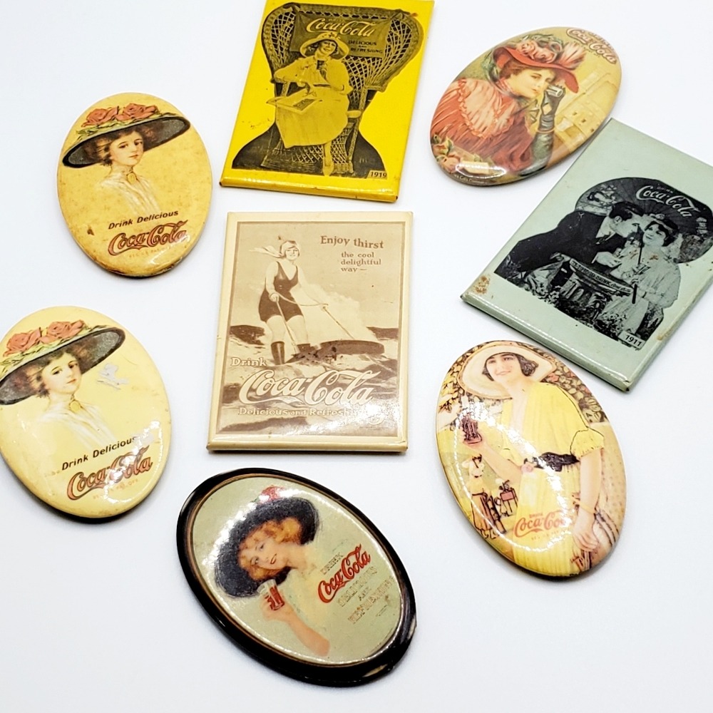 8 vintage coke purse mirrors oval square Victorian euc